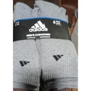 Adidas Men's 6-Pack Cushioned Compression Crew Socks ZG3 Gray Size 6-12‎ NWT